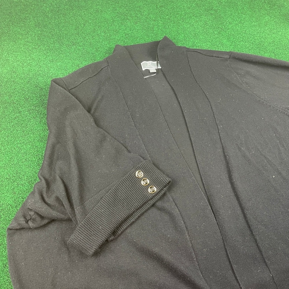 JM Collection Woman Black Open Front Cardigan‎ 3XL Dolman Sleeve Button Detail